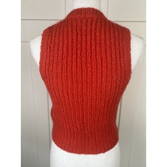 J Crew Women's Red Alpaca/Wool Blend Cable Sweater Vest Preppy Academia Sz XXS - Picture 4 of 9